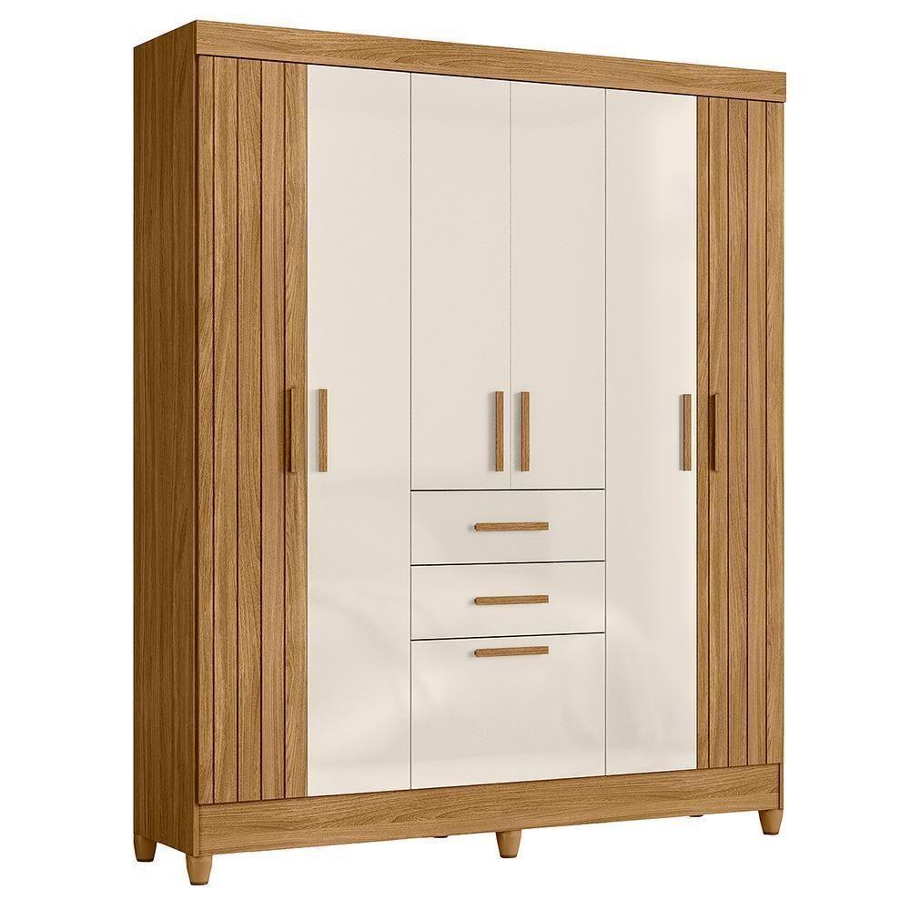 Guarda Roupa Solteiro Malta 7 Portas E 2 Gavetas Freijó Off White Moval - 1