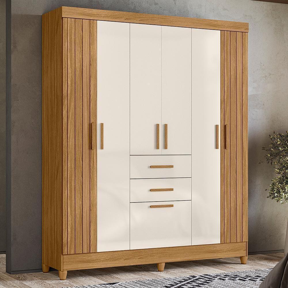 Guarda Roupa Solteiro Malta 7 Portas E 2 Gavetas Freijó Off White Moval - 2