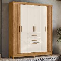 Guarda Roupa Solteiro Malta 7 Portas E 2 Gavetas Freijó Off White Moval - 2