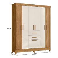 Guarda Roupa Solteiro Malta 7 Portas E 2 Gavetas Freijó Off White Moval - 4