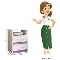 Kit 2 Mesas De Cabeceira Apolo 2 Gavetas Flex Branco Lilás Moval Branco Lilás - 5