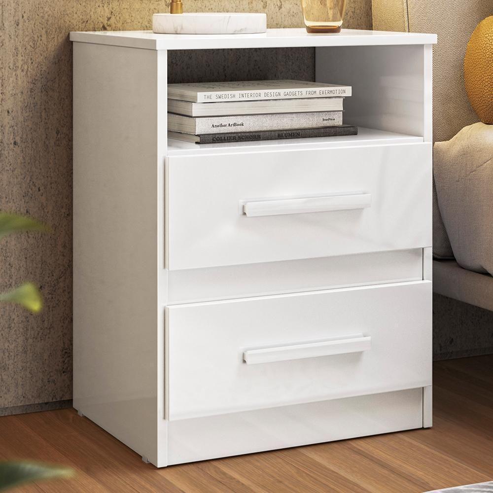 Mesa De Cabeceira Apolo 2 Gavetas Flex Branco Moval Branco - 2