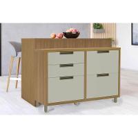 Balcão Ilha Cozinha Gourmet Imperatriz Com 1 Porta E 4 Gavetas 120cm Freijó Grafite - 3