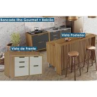 Balcão Ilha Cozinha Gourmet Imperatriz Com 1 Porta E 4 Gavetas 120cm Freijó Grafite - 7