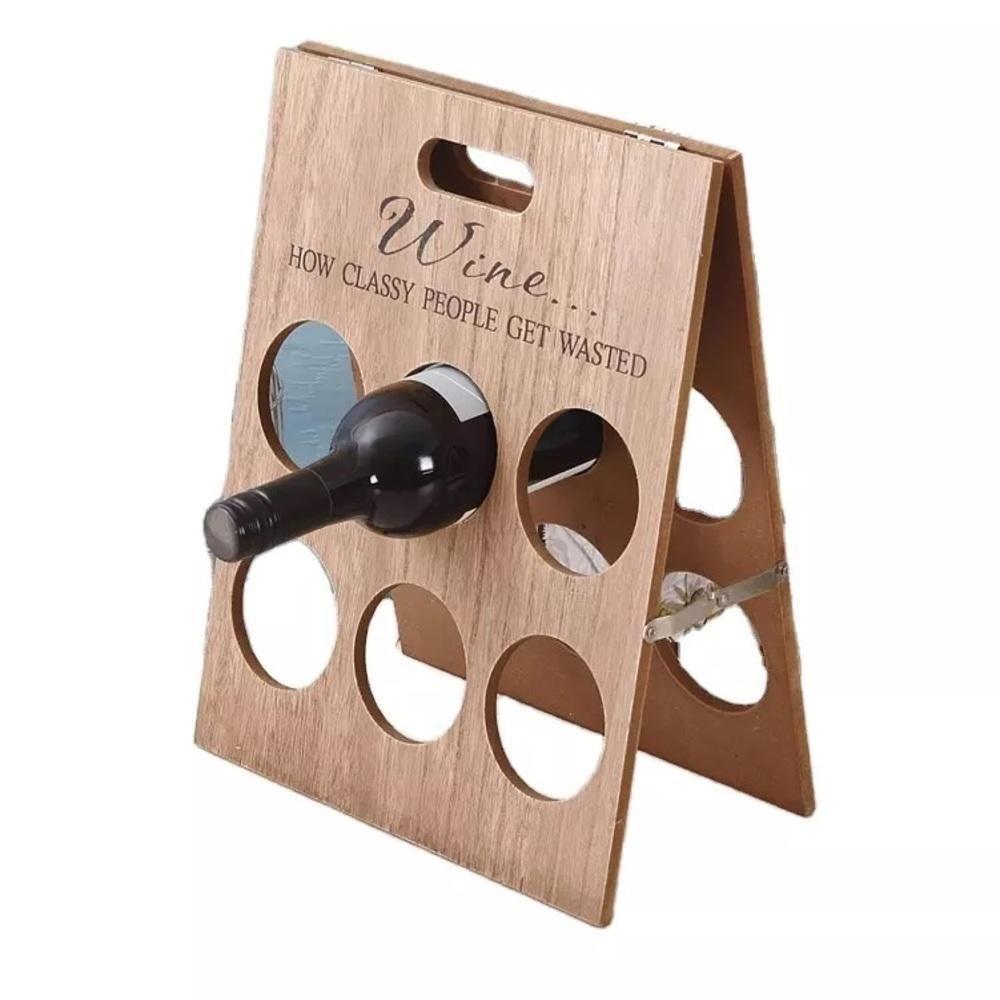 Suporte Vinhos Adega Em Madeira 6 Garrafas Mesa Bancada Retratil Decorativo Premium - 1