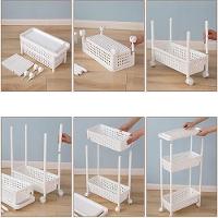 Carrinho Organizador 3 Prateleiras Rack Multiuso Varanda Banheiro Brinquedos Quarto Estante Branco - 5