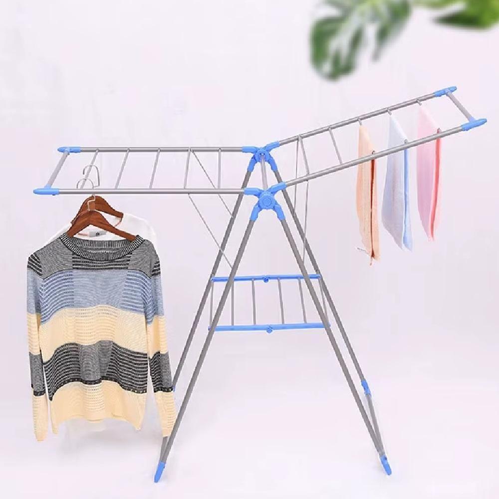 Varal De Chão 2 Andares Dobravel Compacto Portatil Multiuso Lavanderia Apartamento Articulado Seca Roupas Sapatos - 4