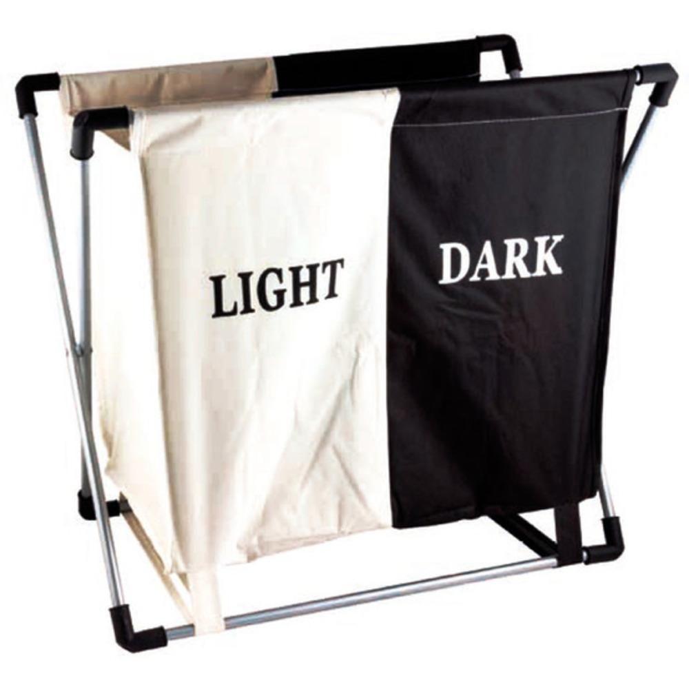 Cesto De Roupa Suja Duplo Roupeiro 2 Divisoes Cromado Organizador Lavanderia Quarto Banheiro Multiuso - 7