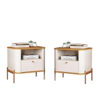 Conjunto Mesa De Cabeceira Malta Off White Nature Bronze - 1