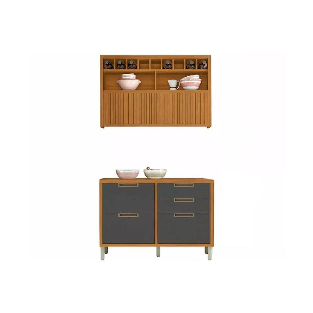 Kit Cozinha Modulada 2 Peças Imperatriz 1 Aéreo + 1 Balcão C2p30 Freijó Grafite - 7