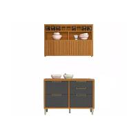 Kit Cozinha Modulada 2 Peças Imperatriz 1 Aéreo + 1 Balcão C2p30 Freijó Grafite - 7