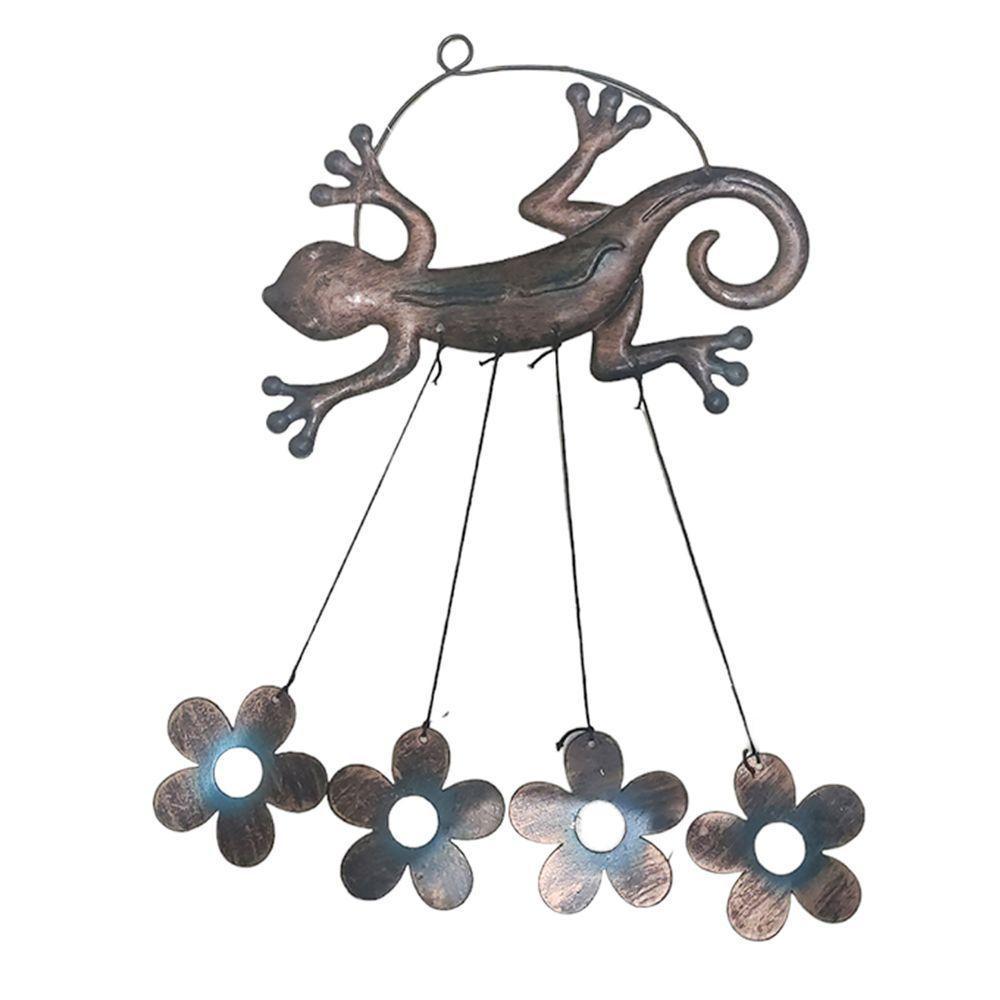 Sino Dos Ventos Lagarto Flores Kit 2 Unidades Decoraçao Varanda Enfeite Quintal Jardim Ambiente Externo - 2