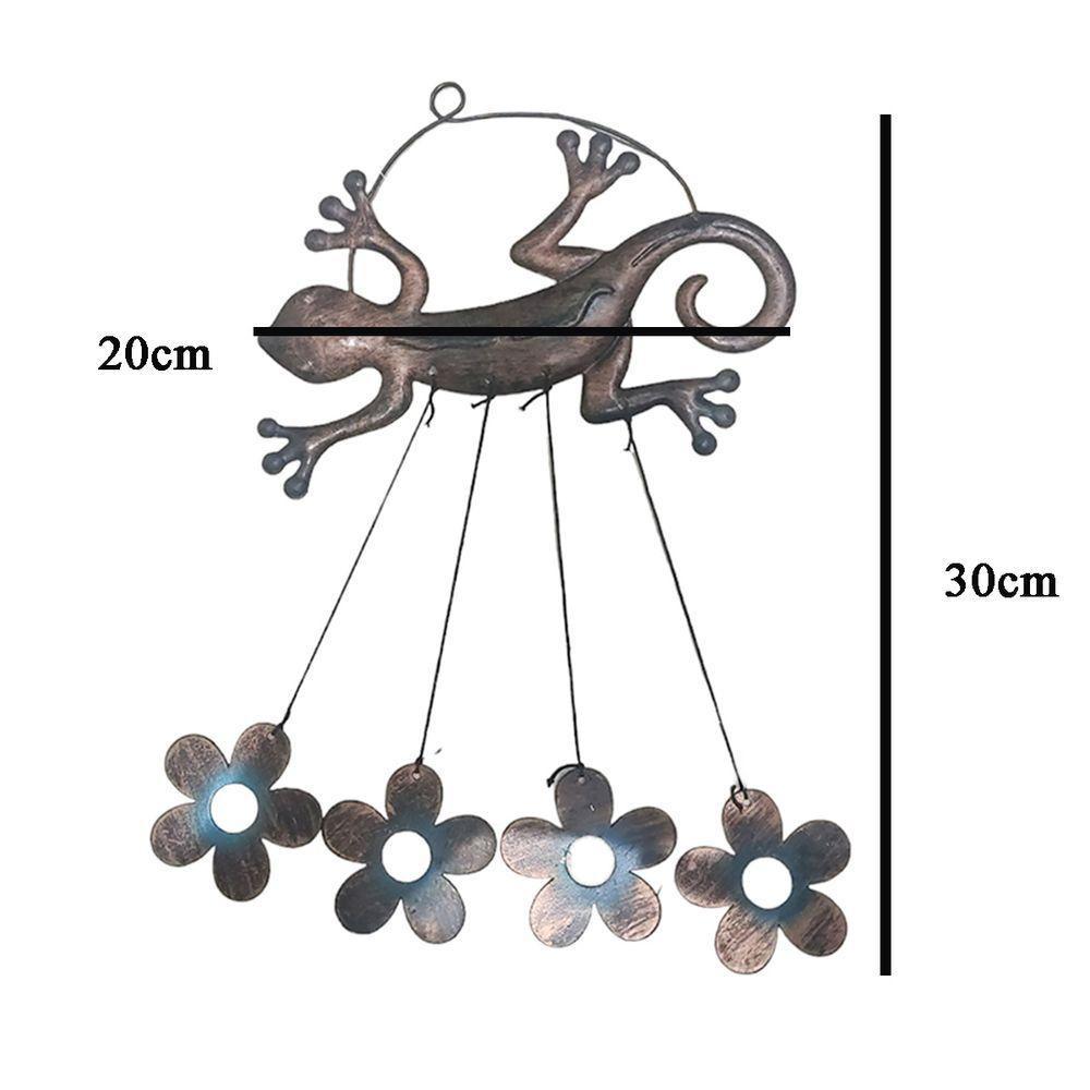 Sino Dos Ventos Lagarto Flores Kit 2 Unidades Decoraçao Varanda Enfeite Quintal Jardim Ambiente Externo - 3