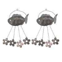 Sino Dos Ventos Peixe Flores Kit 2 Unidades Decoraçao Varanda Enfeite Quintal Jardim Ambiente Externo - 1