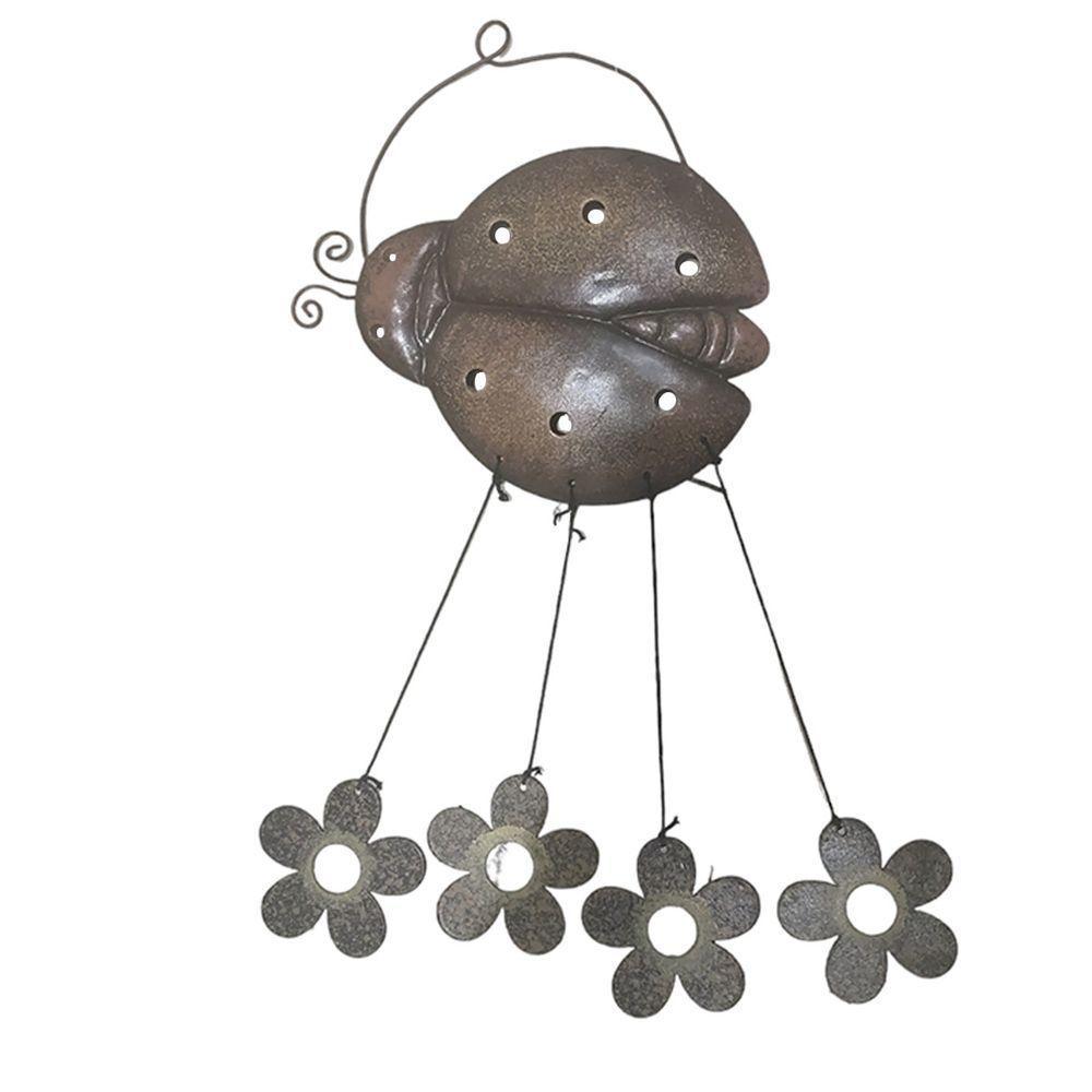 Sino Dos Ventos Joaninha Flores Kit 2 Unidades Jardim Varanda Quintal Enfeite Som Suave Relaxante Decoraçao - 3