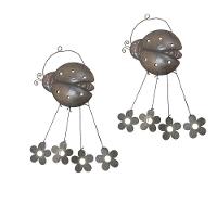 Sino Dos Ventos Joaninha Flores Kit 2 Unidades Jardim Varanda Quintal Enfeite Som Suave Relaxante Decoraçao - 1