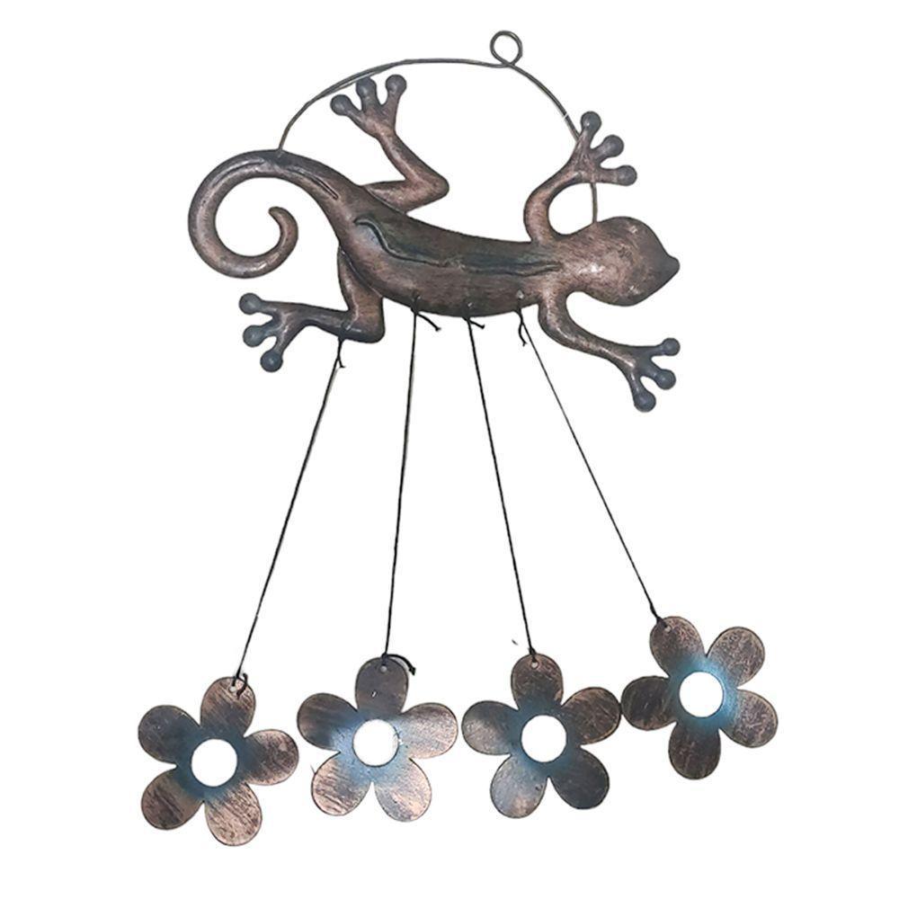 Sino Dos Ventos Lagartixa Flores Decoraçao Janela Varanda Quintal Jardim Enfeite Ambiente Externo - 1