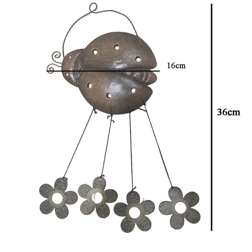 Sino Dos Ventos Joaninha Flores Kit 3 Unidades Decoraçao Jardim Varanda Som Suave Relaxante Enfeite Quintal - 2