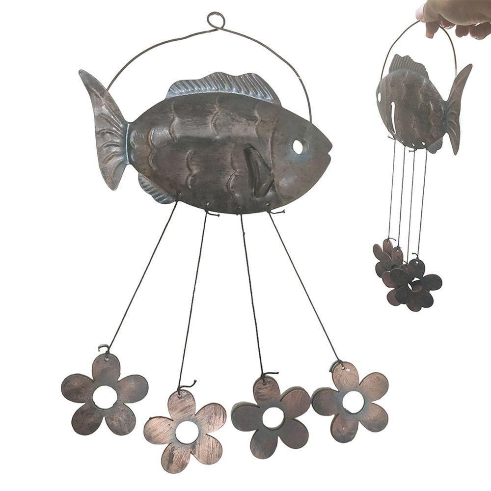 Sino Dos Ventos Sapo Flores Jardim Quintal Enfeite Varanda Ambiente Externo Decoraçao - 1