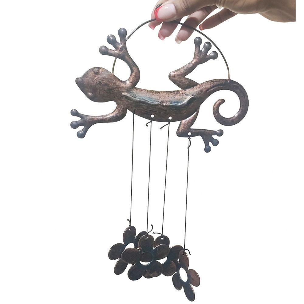 Sino Dos Ventos Lagarto Flores Kit 2 Unidades Jardim Quintal Enfeite Decoraçao Ambiente Externo Varanda - 4
