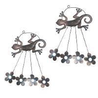 Sino Dos Ventos Lagarto Flores Kit 2 Unidades Jardim Quintal Enfeite Decoraçao Ambiente Externo Varanda - 1