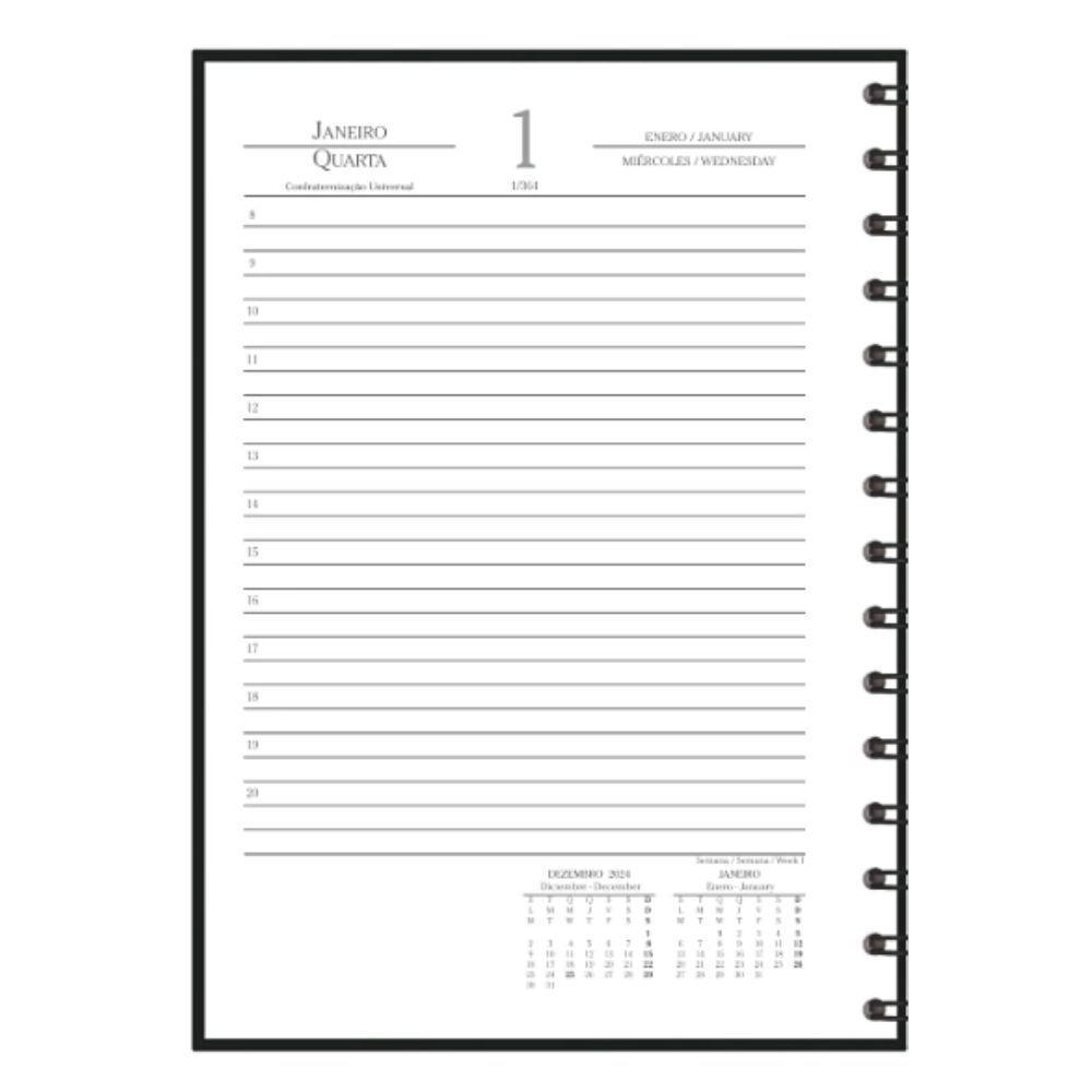 Agenda Diária Espiral Cristal 2025 13,8 X 20cm Redoma Preto - 3