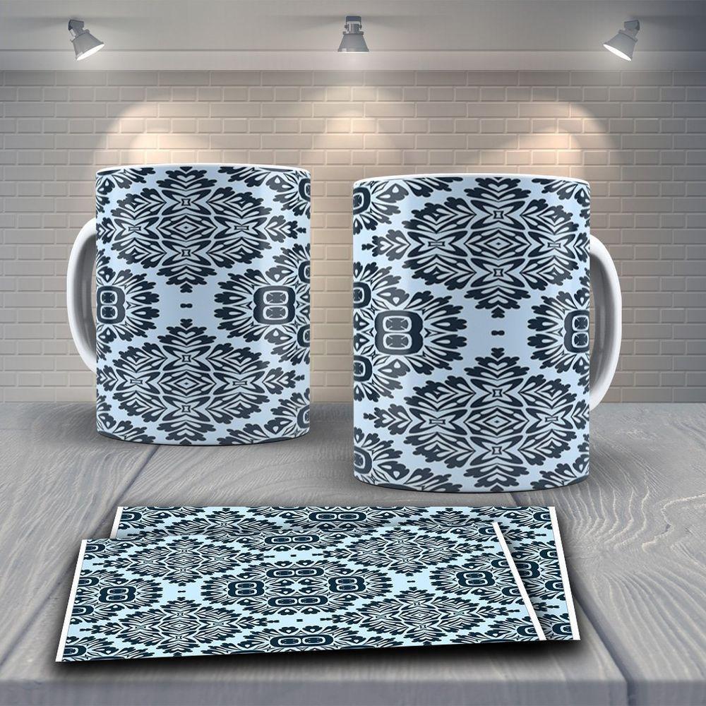 Caneca De Porcelana 325ml Decorada Tribal Tribal 13 - 1