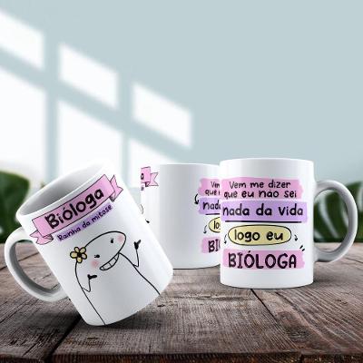 Caneca De Porcelana 325ml Flork Profissões Feminino Bióloga