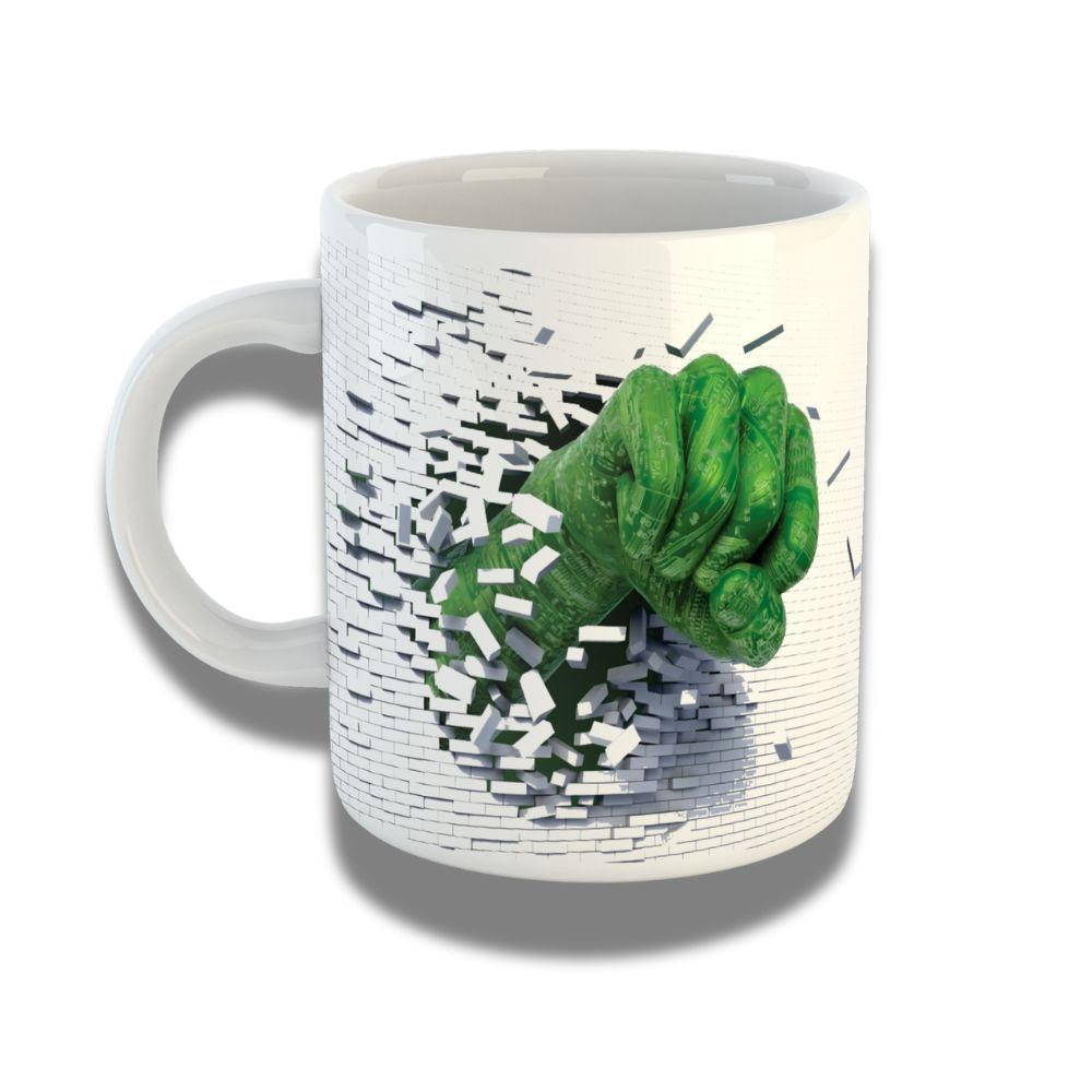 Caneca De Porcelana 325ml Com Design 3d Exclusivo Mão Hulk - 1