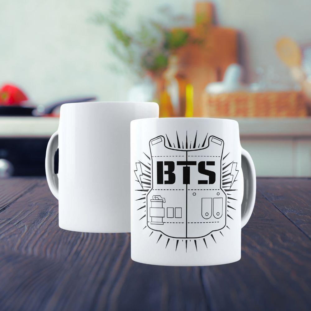 Caneca De Porcelana 325ml Bts Decorada Bts 1 - 1