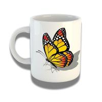 Caneca De Porcelana 325ml Com Design 3d Exclusivo Borboleta Amarela - 1