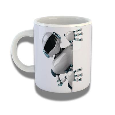 Caneca De Porcelana 325ml Com Design 3d Exclusivo Robô