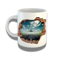 Caneca De Porcelana 325ml Com Design 3d Exclusivo Avião - 1
