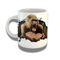 Caneca De Porcelana 325ml Com Design 3d Exclusivo Gorila - 1