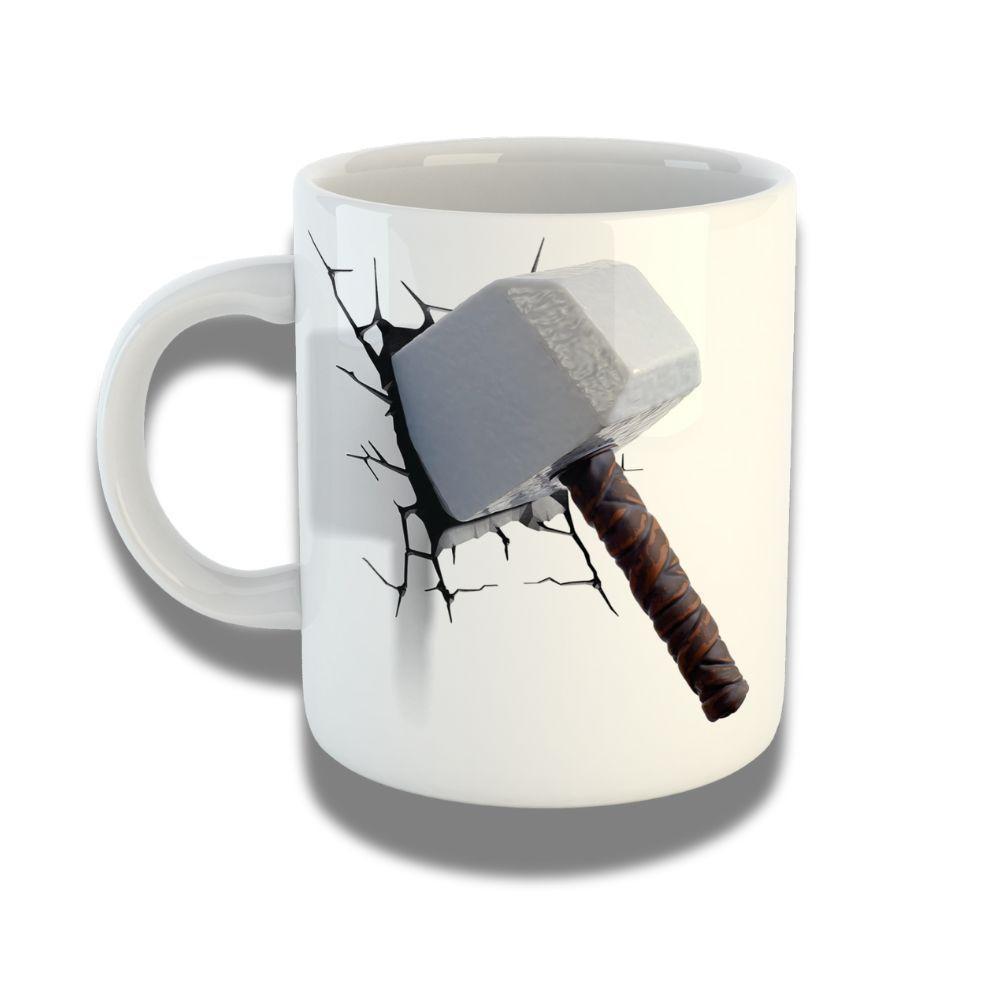 Caneca De Porcelana 325ml Com Design 3d Exclusivo Martelo Do Thor - 1