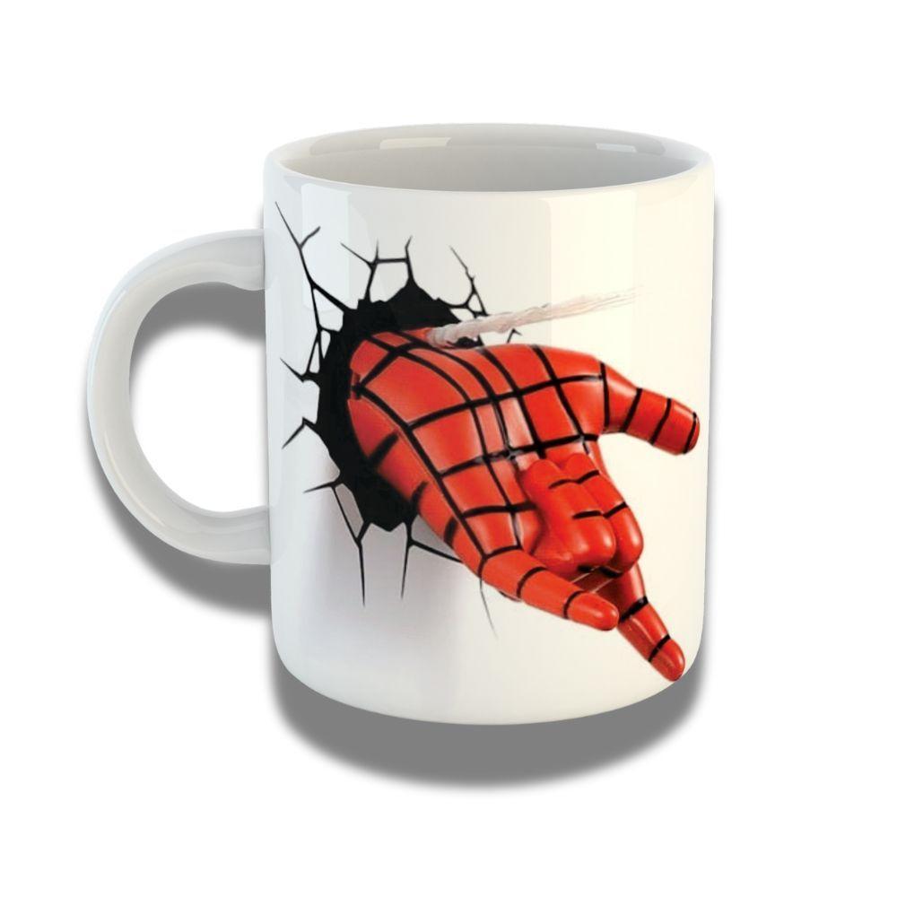 Caneca De Porcelana 325ml Com Design 3d Exclusivo Mão Homem Aranha - 1