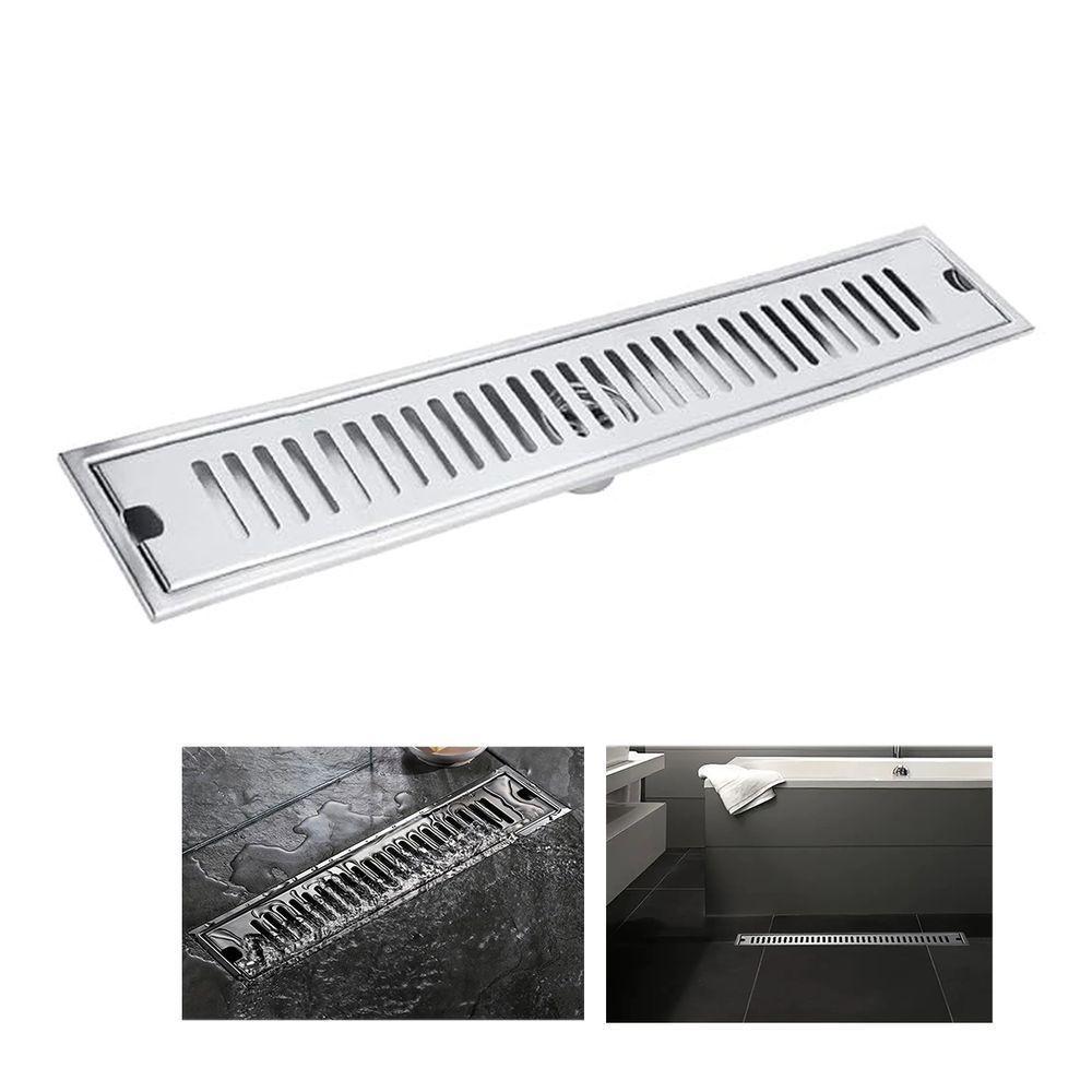Ralo Linear Inox 50cm Anti Odor Anti Inseto Banheiro Area Externa Lavabo Higienico Quintal Seguro Resistente - 1