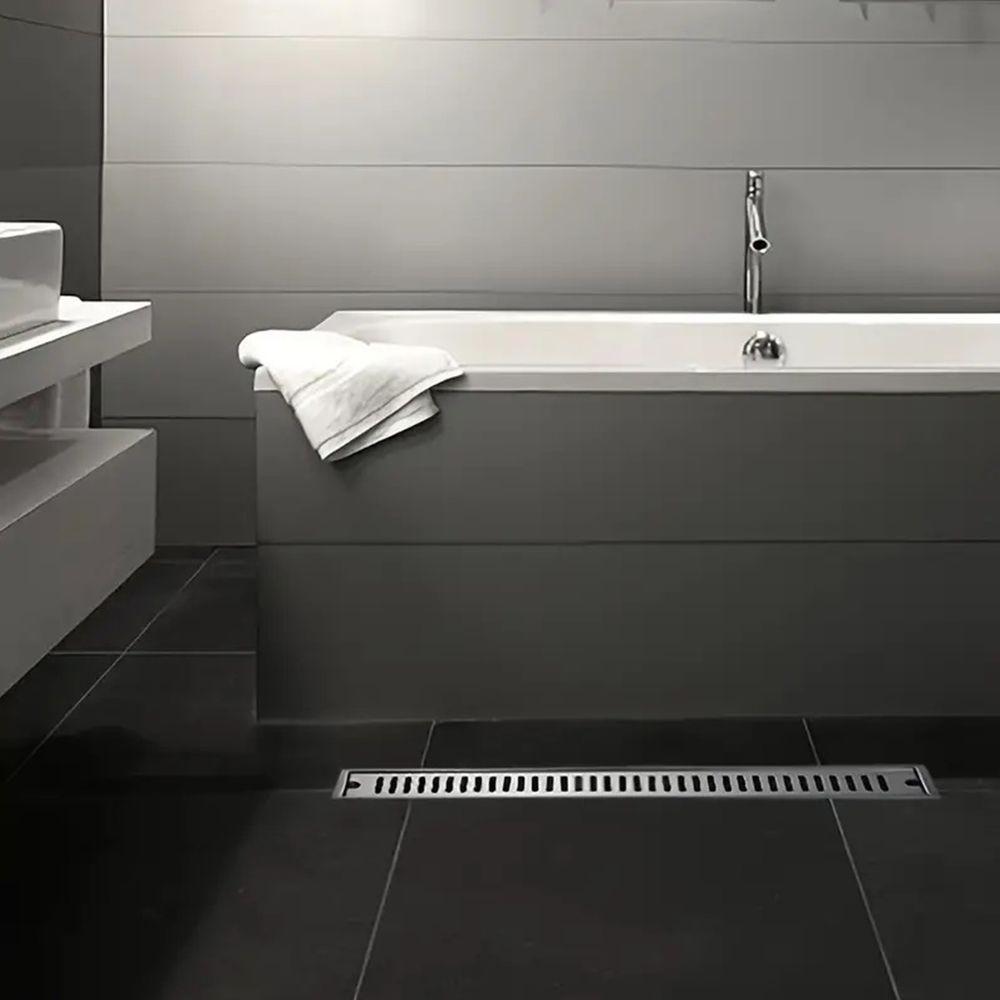 Ralo Linear Inox 50cm Anti Odor Anti Inseto Banheiro Area Externa Lavabo Higienico Quintal Seguro Resistente - 7