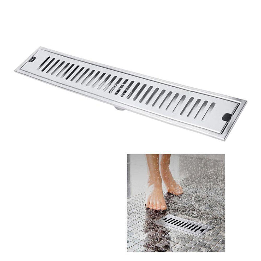 Ralo Linear 50cm Inox Anti Odor Anti Inseto Banheiro Area Externa Lavabo Quintal Higienico Seguro Resistente - 1