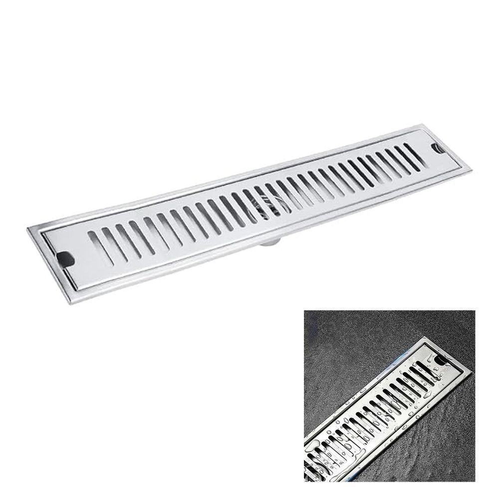 Ralo Linear Inox 50cm Banheiro Area Externa Anti Odor Anti Inseto Seguro Resistente Lavabo Quintal - 1