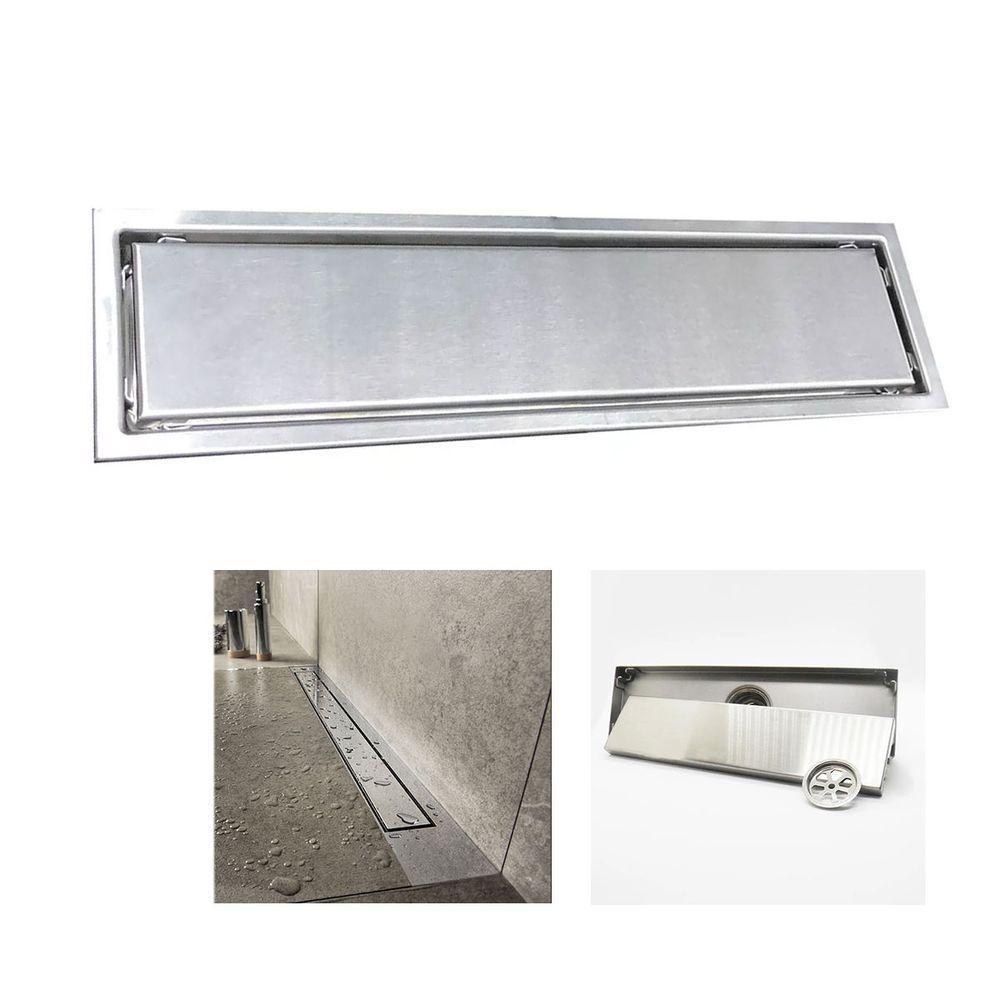 Ralo Linear Oculto 30cm Invisivel Aço Inox Lavabo Banheiro Anti Odor Anti Inseto Higienico Resistente Seguro - 1