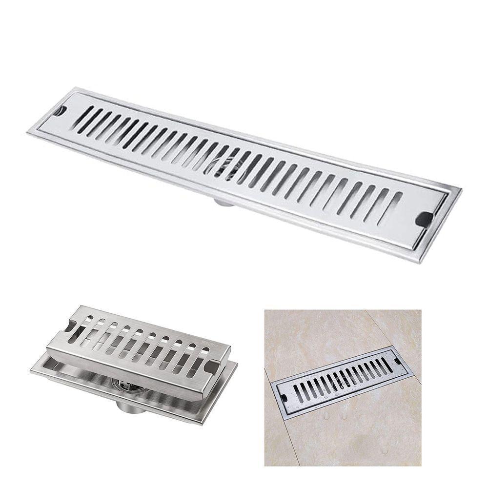 Ralo Linear 50cm Inox Banheiro Area Externa Anti Odor Anti Inseto Seguro Higienico Lavabo Quintal Resistente - 1