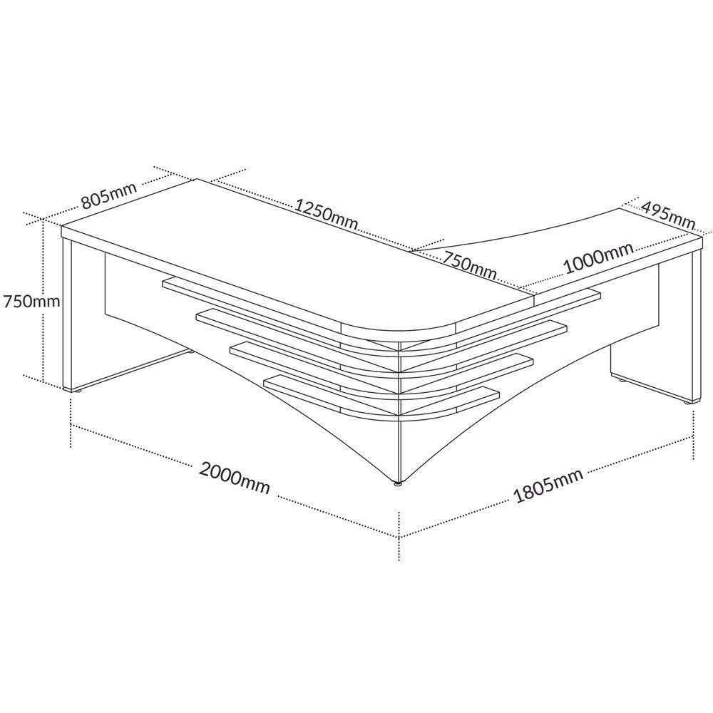 Mesa Francela Diretor 2,00 X 1,80 Lado Esquerdo Carvalho-bco - 2