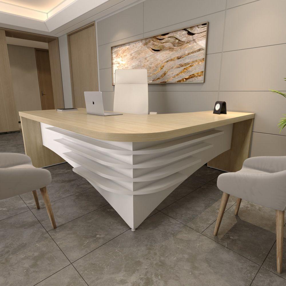 Mesa Francela Diretor 2,00 X 1,80 Lado Direito Carvalho-bco - 1