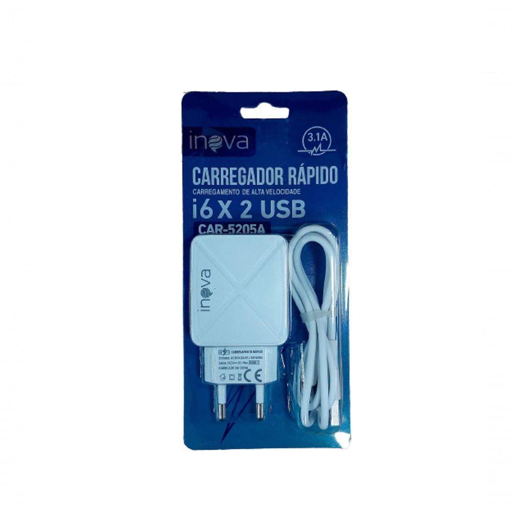 Carregador Rápido Inova - 3.1a - I6 - 2 Usb -car-5205a - 1