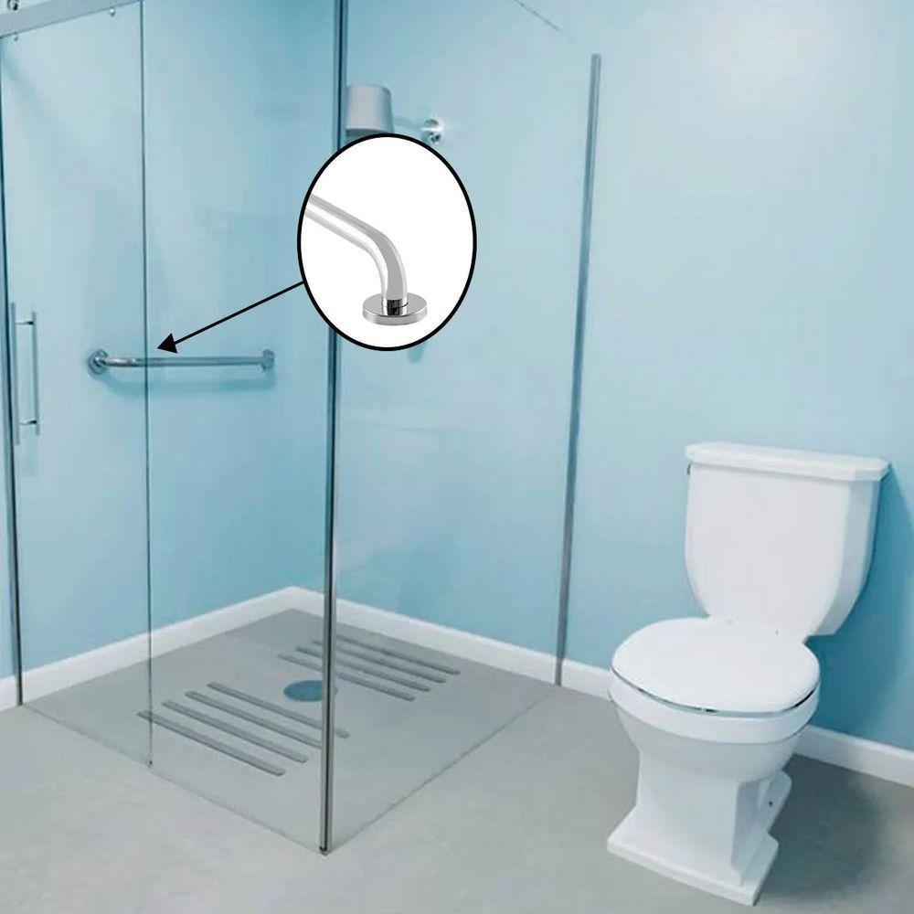 Barra Alça Apoio Kit 2 Uni Aço Inox 50 Cm Anti Queda Evita Acidente Segurança - 6