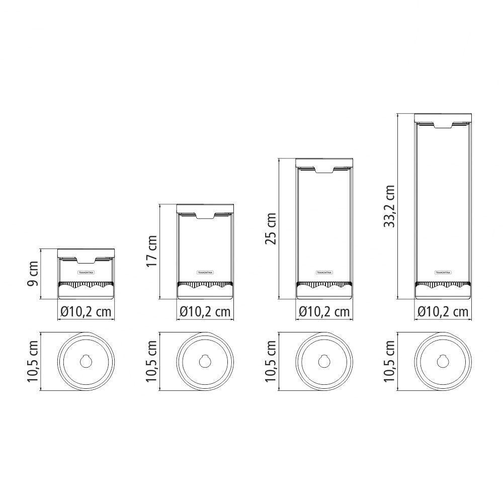 Jogo De Potes De Vidro Herméticos Tramontina Purezza 64220760 Transparente Transparente 64220760 - 3