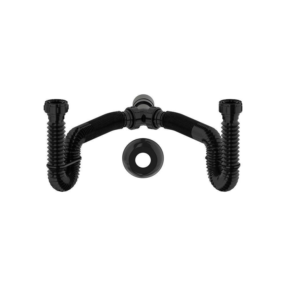 Sifão Duplo Sanfonado Extensível Censi 68cm Preto Preto 7214-01001 - 1