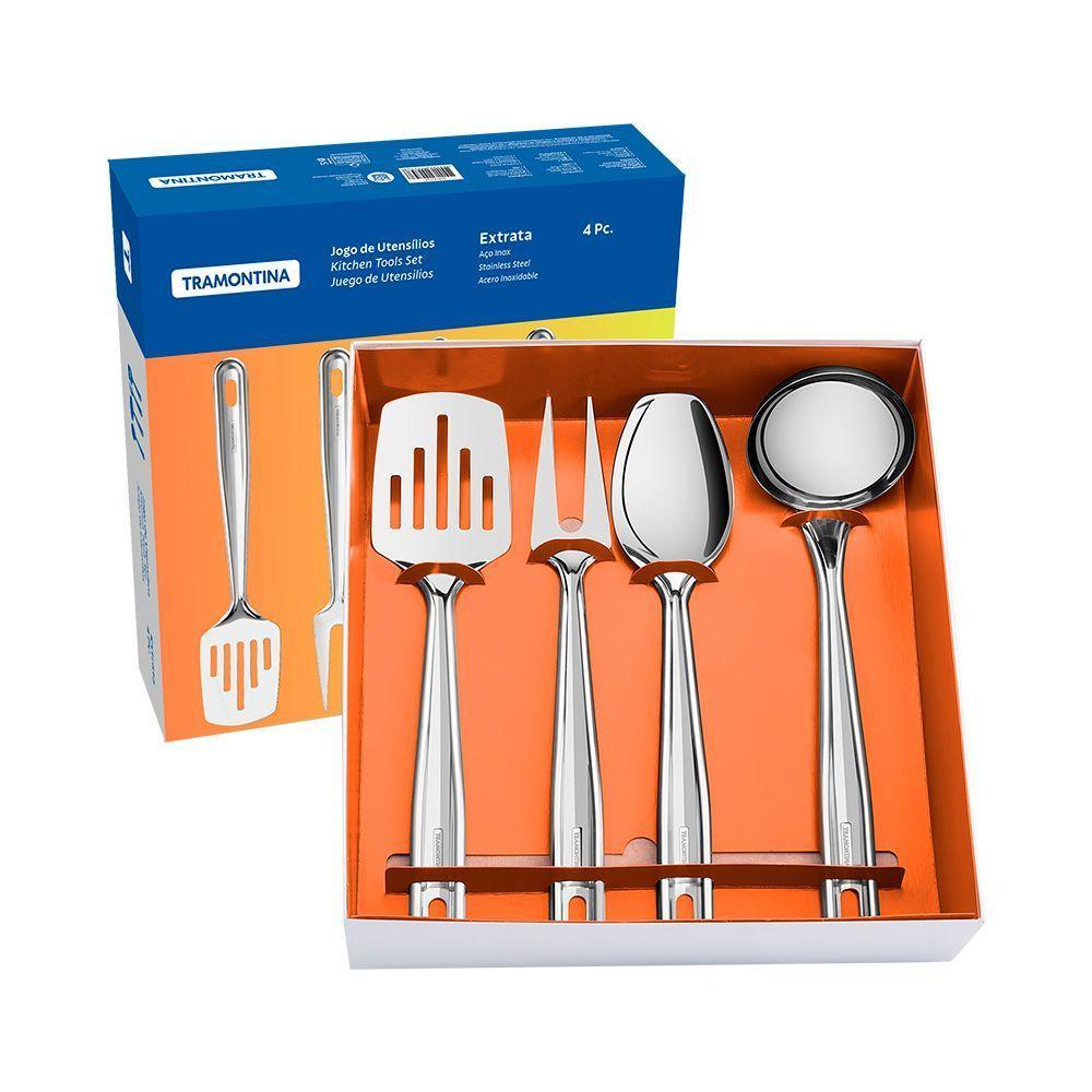 Jogo De Utensílios 4 Peças Tramontina Extrata 66815710 Inox Inox 66815710 - 2