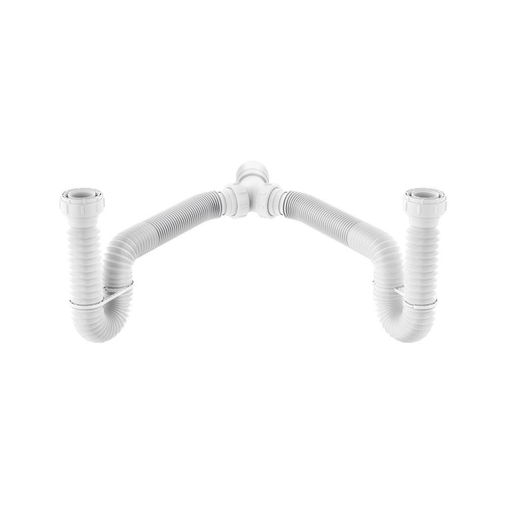 Sifão Duplo Sanfonado Extensível Censi 1,1m Branco Branco 7200-01001 - 1